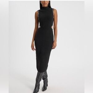 Express NWT Sweater Dress Sleeveless Rhinestone Side Cutouts Mock Neck size XL